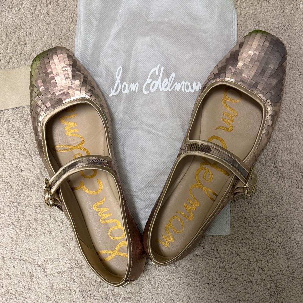 Sam Edelman Women's Sequin Flats - Gold and Brown